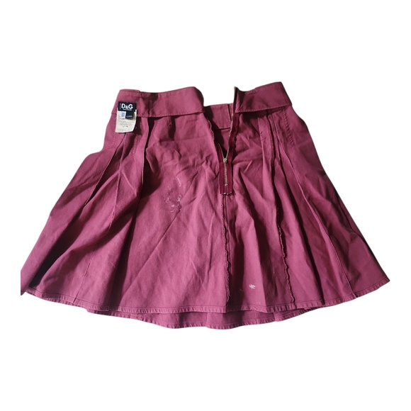 D&G Dolce & Gabbana Maroon Pleated Mini Skirt Size 26/40 Made in Italy - Picture 6 of 10